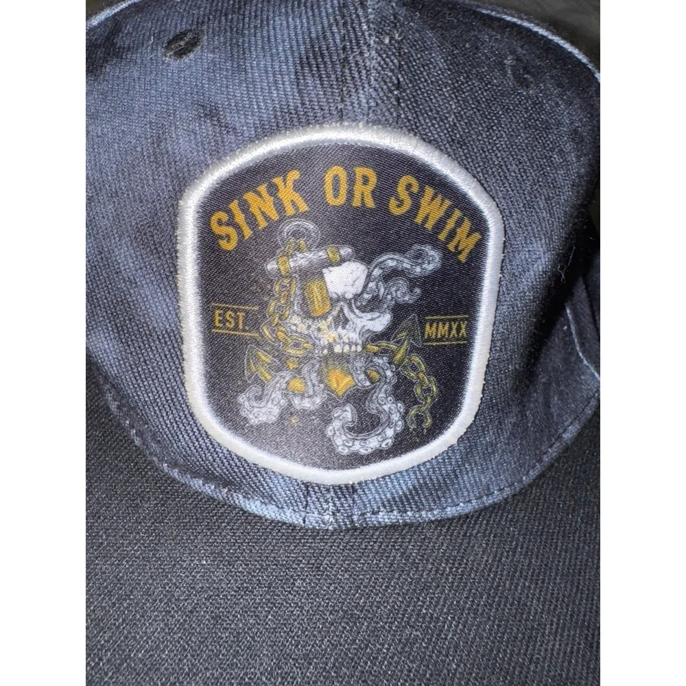 Relentless Betrayal sink or swim‎ black gray tie dye trucker hat black bill